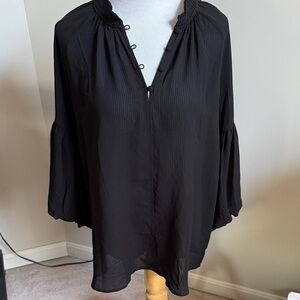 LOFT Black Blouse with Button Detail. Size medium. NWT